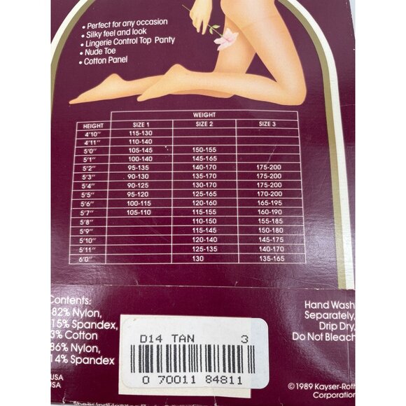 Sheer Indulgence Burlington Vintage 1989 Pantyhose Tan, Size 3 - Picture 7 of 7